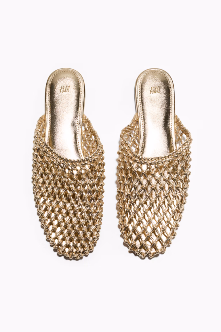 Μεταλλιζέ mules με σχέδιο πλέγματος H&M