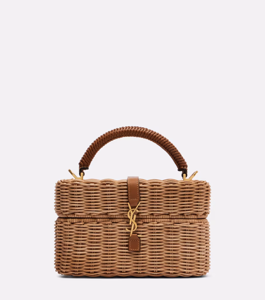 Gaby leather-trimmed wicker vanity bag, Saint Laurent