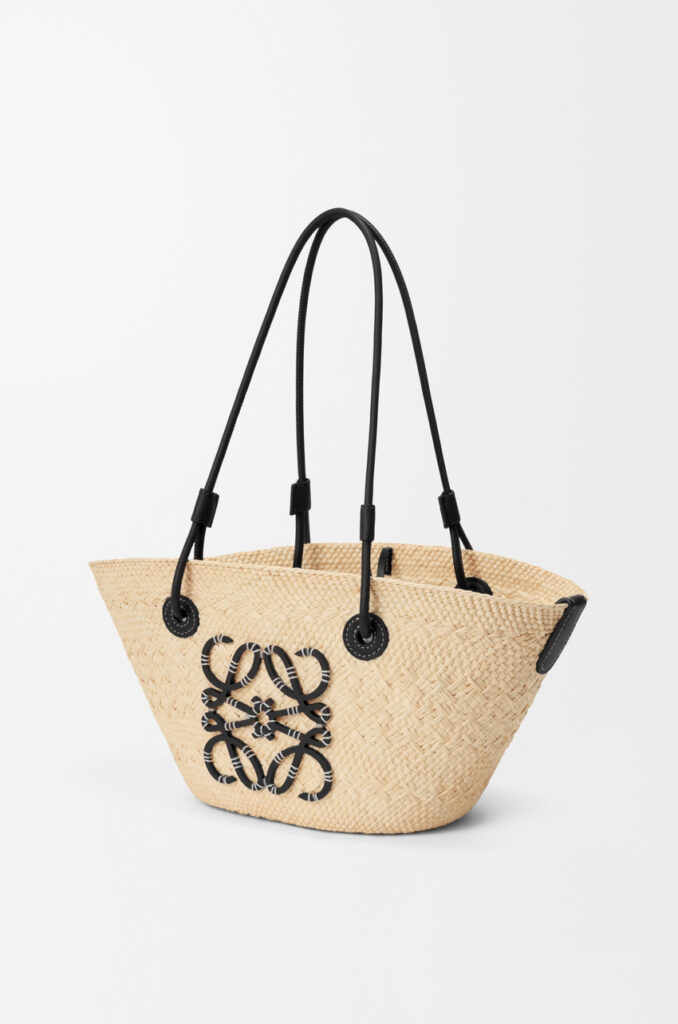 Small Anagram basket bag in iraca palm and calfskin, LOEWE