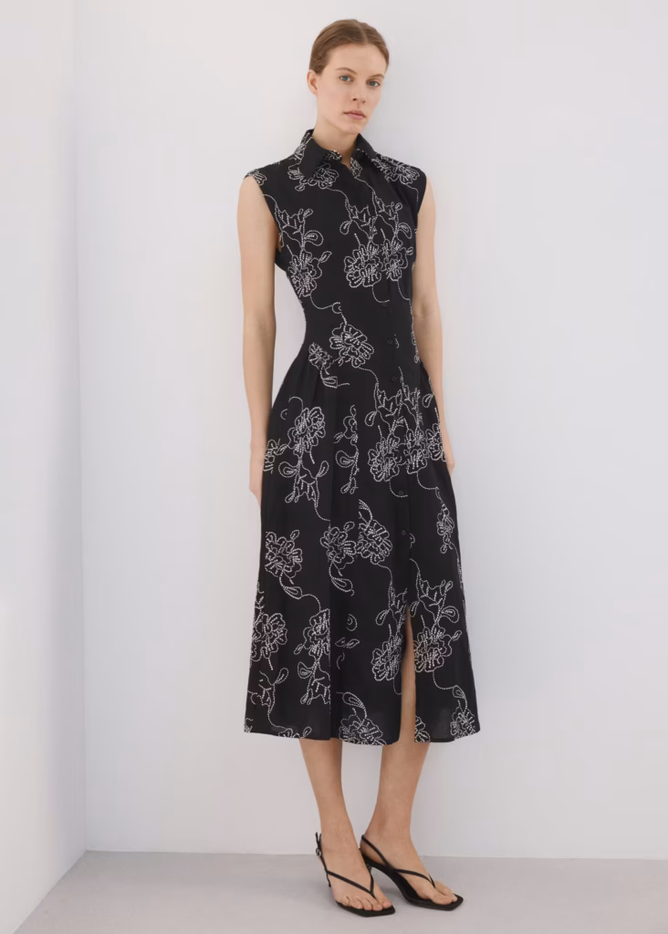 Emroidered floral shirt dress, MANGO